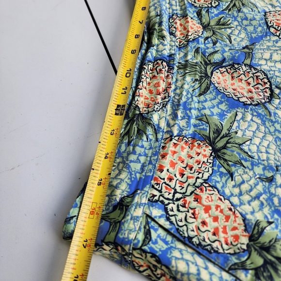 Talbots Pineapple Print Skirt Women's Blue Green Yellow Stretch Cotton Sz 12 - Picture 5 of 10